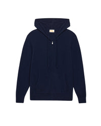 Hoodie Light zippé à poches en cachemire - Navy