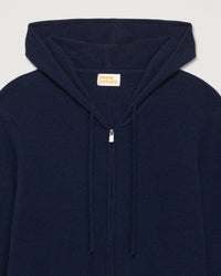 Hoodie Light zippé à poches en cachemire - Navy