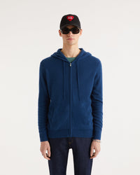 Hoodie Light zippé à poches en cachemire - Midnight Blue