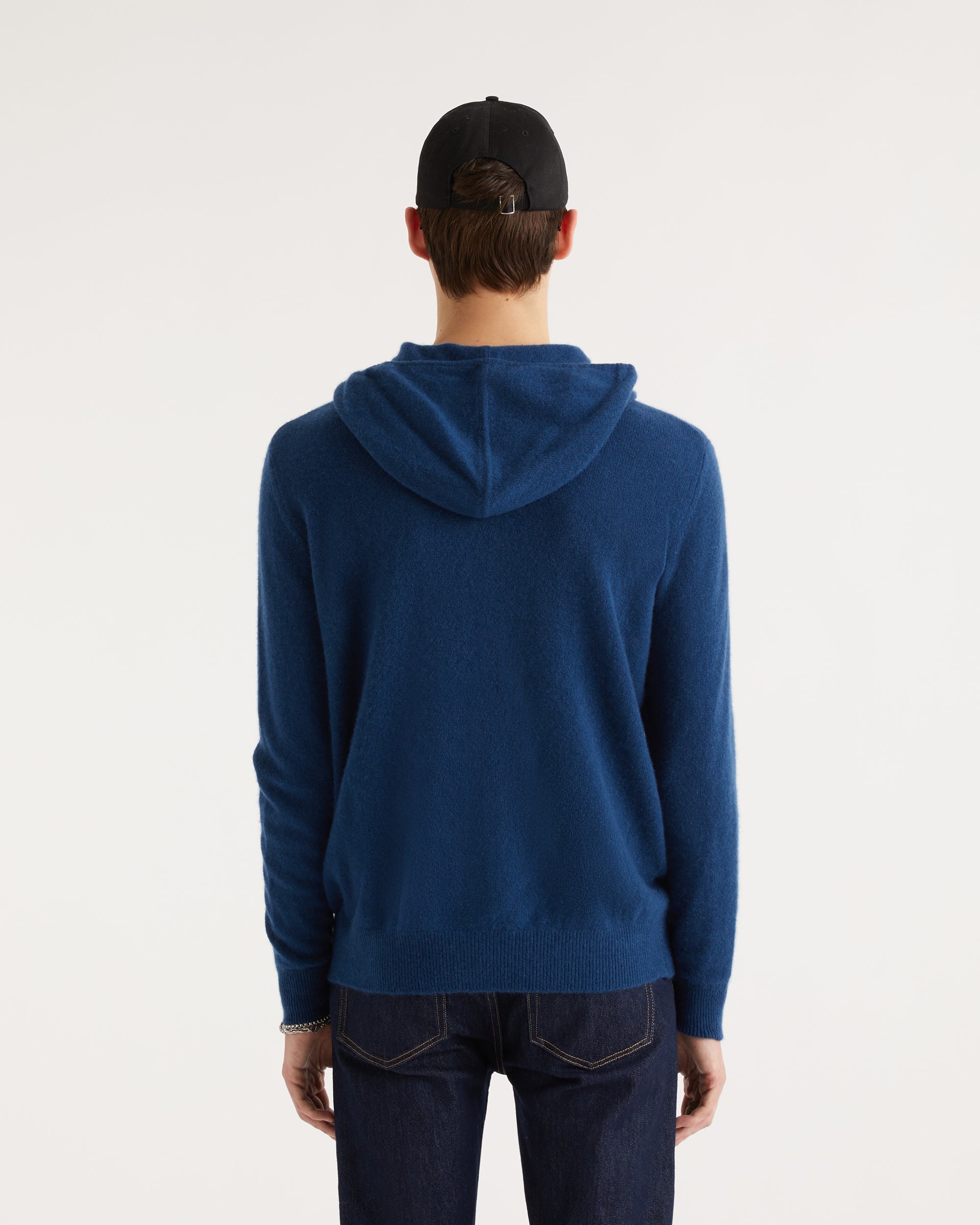Hoodie Light zippé à poches en cachemire - Midnight Blue