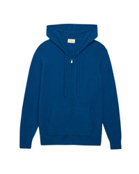 Hoodie Light zippé à poches en cachemire - Midnight Blue