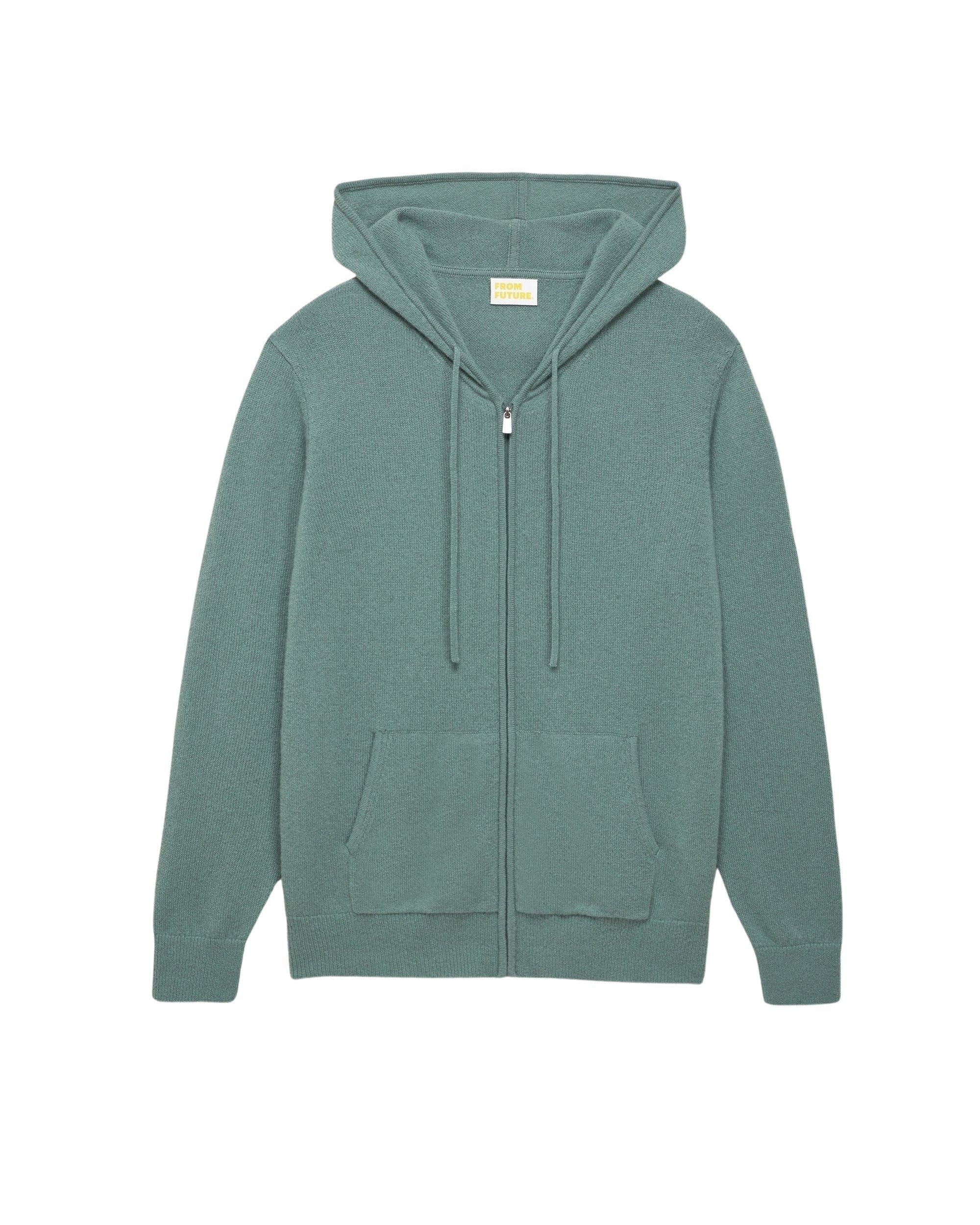 Hoodie Light zippé à poches en cachemire - Washed Green