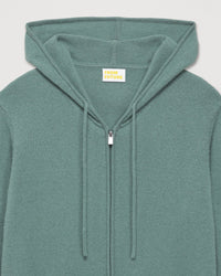 Hoodie Light zippé à poches en cachemire - Washed Green