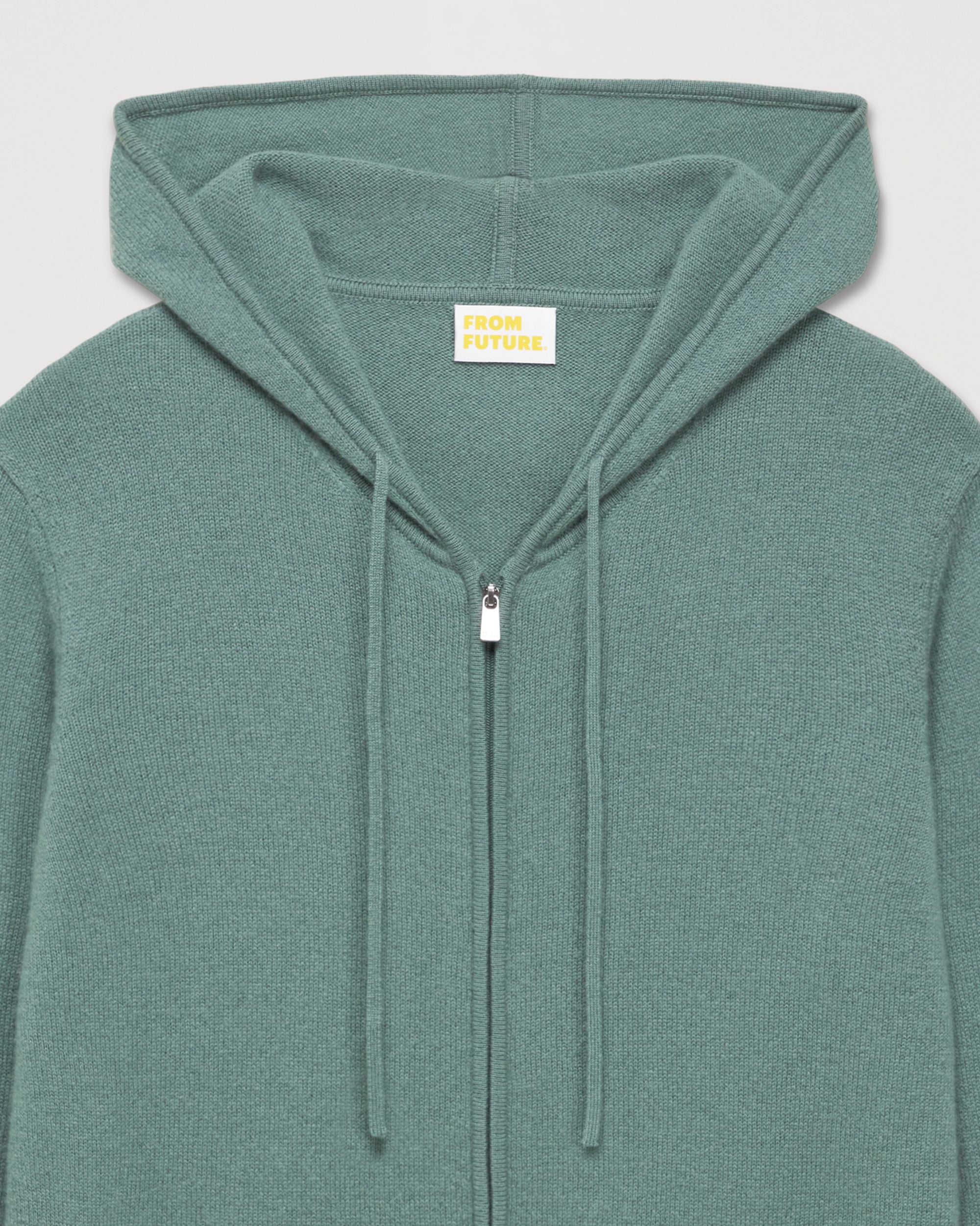 Hoodie Light zippé à poches en cachemire - Washed Green