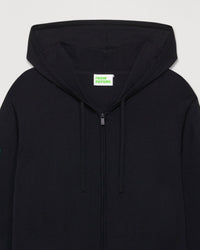Hoodie zippé Future à poches en laine mérinos - Black