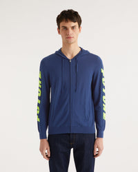 Hoodie zippé Future à poches en laine mérinos - Midnight Blue