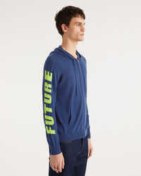Hoodie zippé Future à poches en laine mérinos - Midnight Blue