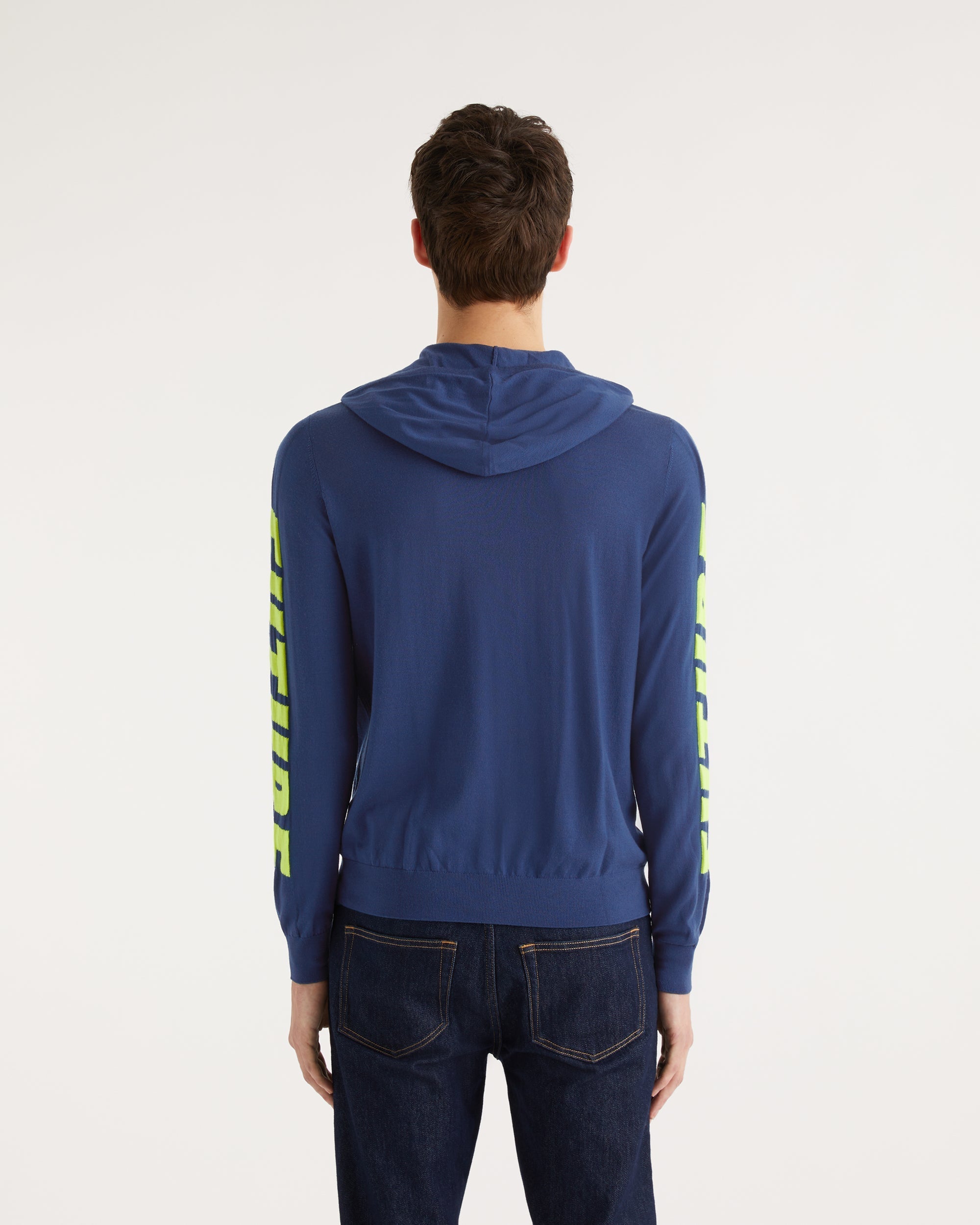Hoodie zippé Future à poches en laine mérinos - Midnight Blue
