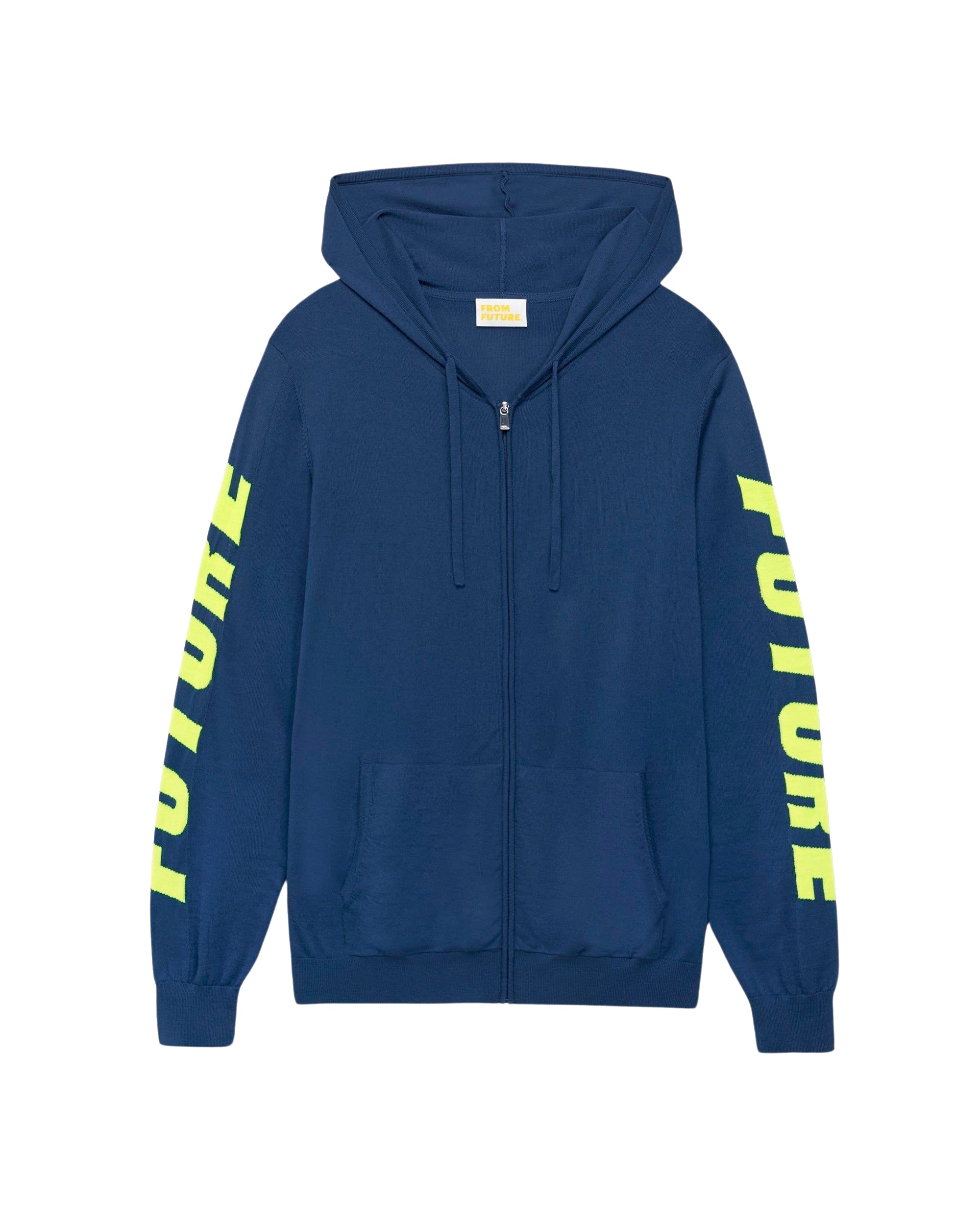 Hoodie zippé Future à poches en laine mérinos - Midnight Blue