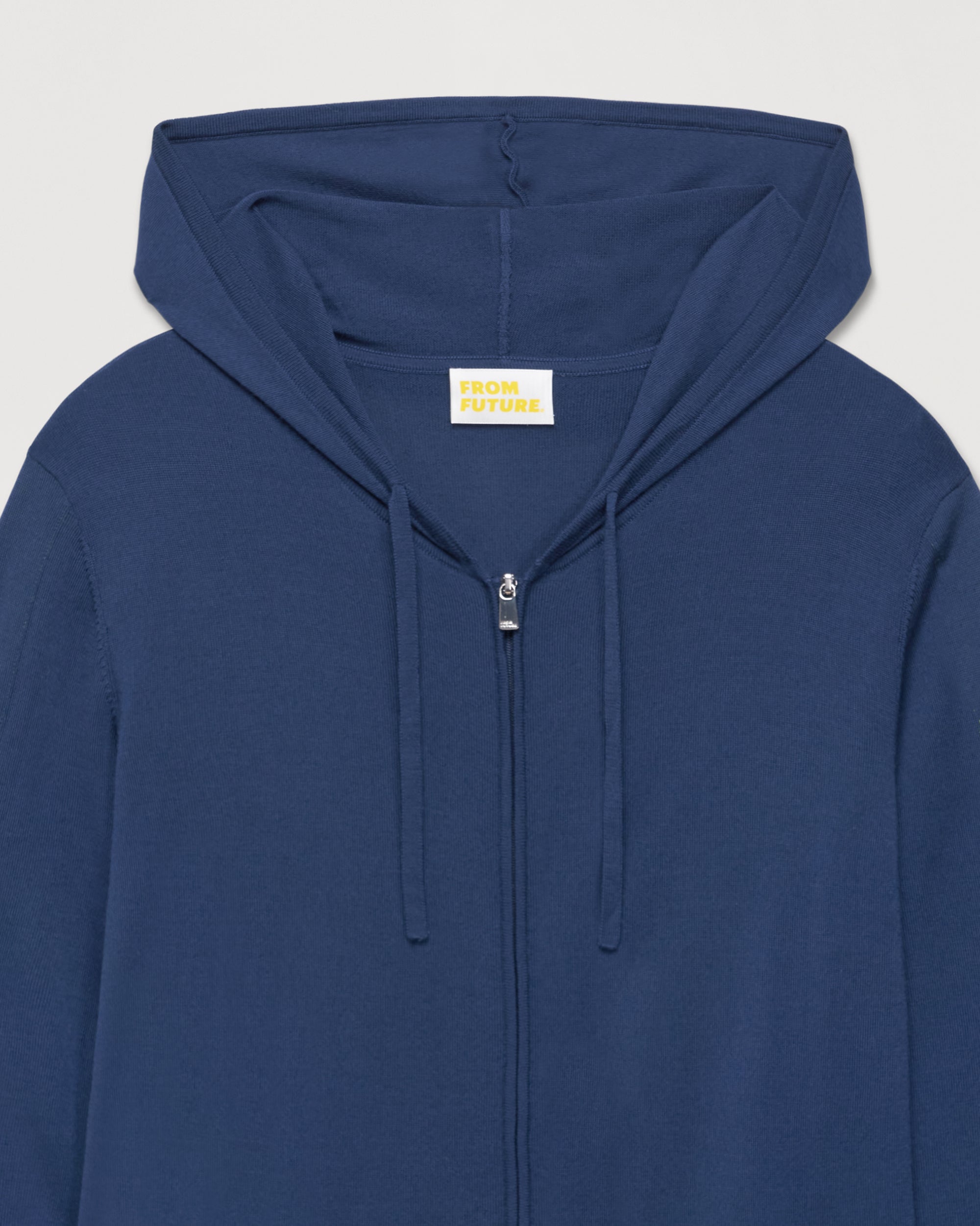 Hoodie zippé Future à poches en laine mérinos - Midnight Blue