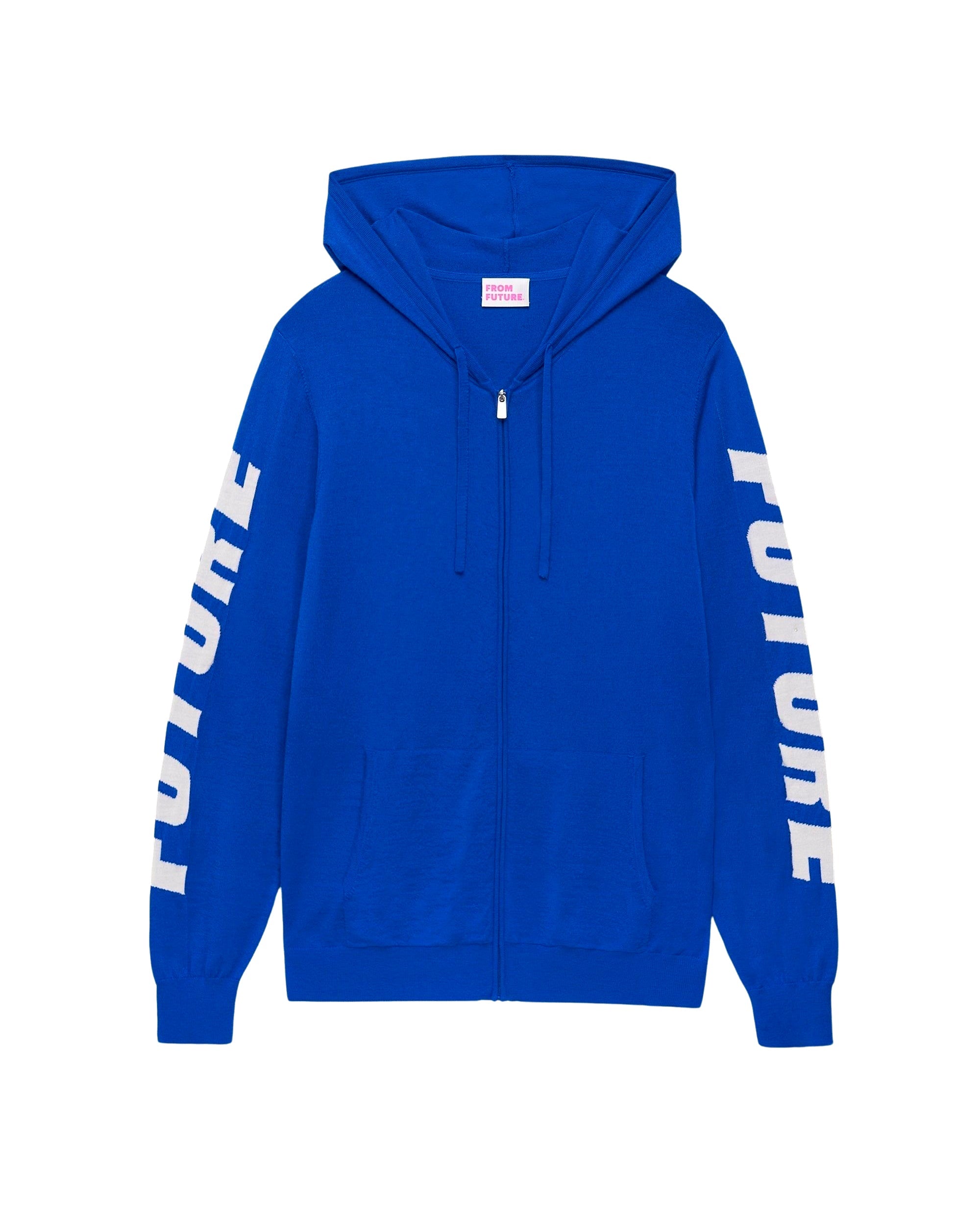Hoodie zippé Future à poches en laine mérinos - Crazy Blue