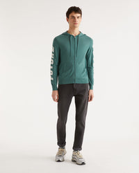 Hoodie zippé Future à poches en laine mérinos - Washed Green