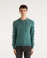 Hoodie zippé Future à poches en laine mérinos - Washed Green