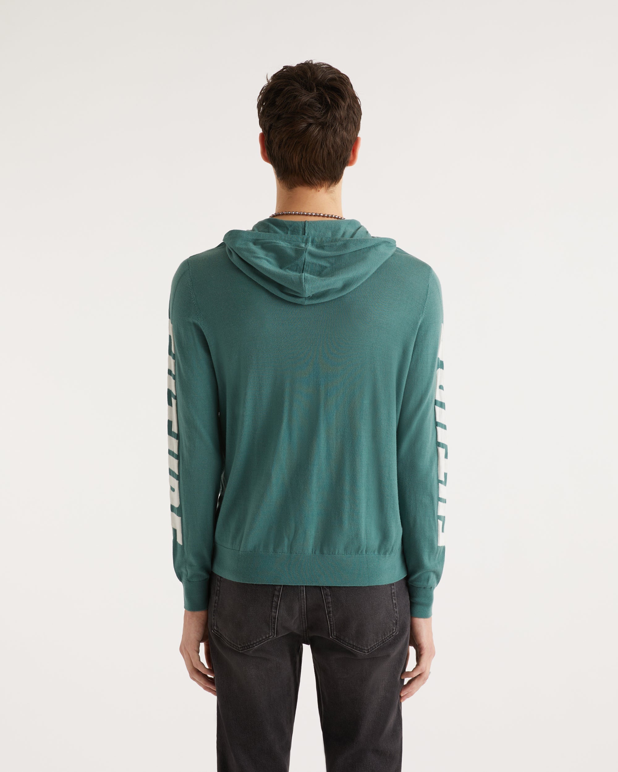Hoodie zippé Future à poches en laine mérinos - Washed Green
