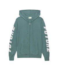 Hoodie zippé Future à poches en laine mérinos - Washed Green