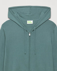 Hoodie zippé Future à poches en laine mérinos - Washed Green