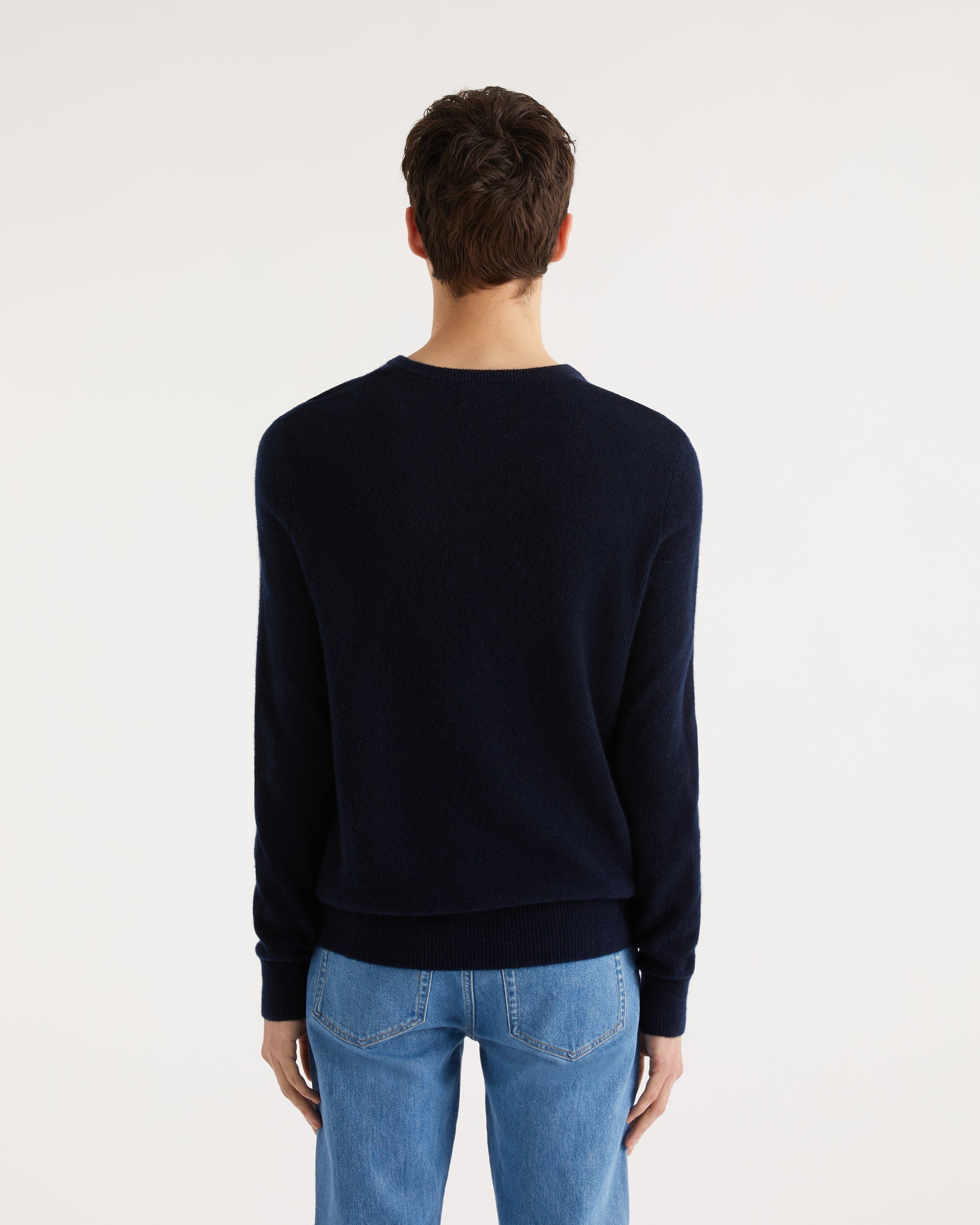 Pull classique Light à col V en cachemire - Navy