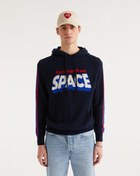 Hoodie Greetings From Space en cachemire - Navy