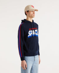 Hoodie Greetings From Space en cachemire - Navy
