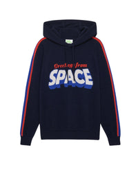 Hoodie Greetings From Space en cachemire - Navy