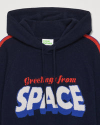 Hoodie Greetings From Space en cachemire - Navy