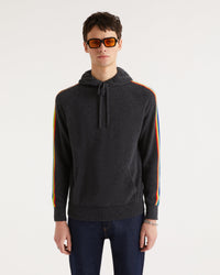 Hoodie à bande multicolore en cachemire - Anthracite