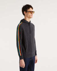 Hoodie à bande multicolore en cachemire - Anthracite