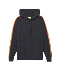 Hoodie à bande multicolore en cachemire - Anthracite