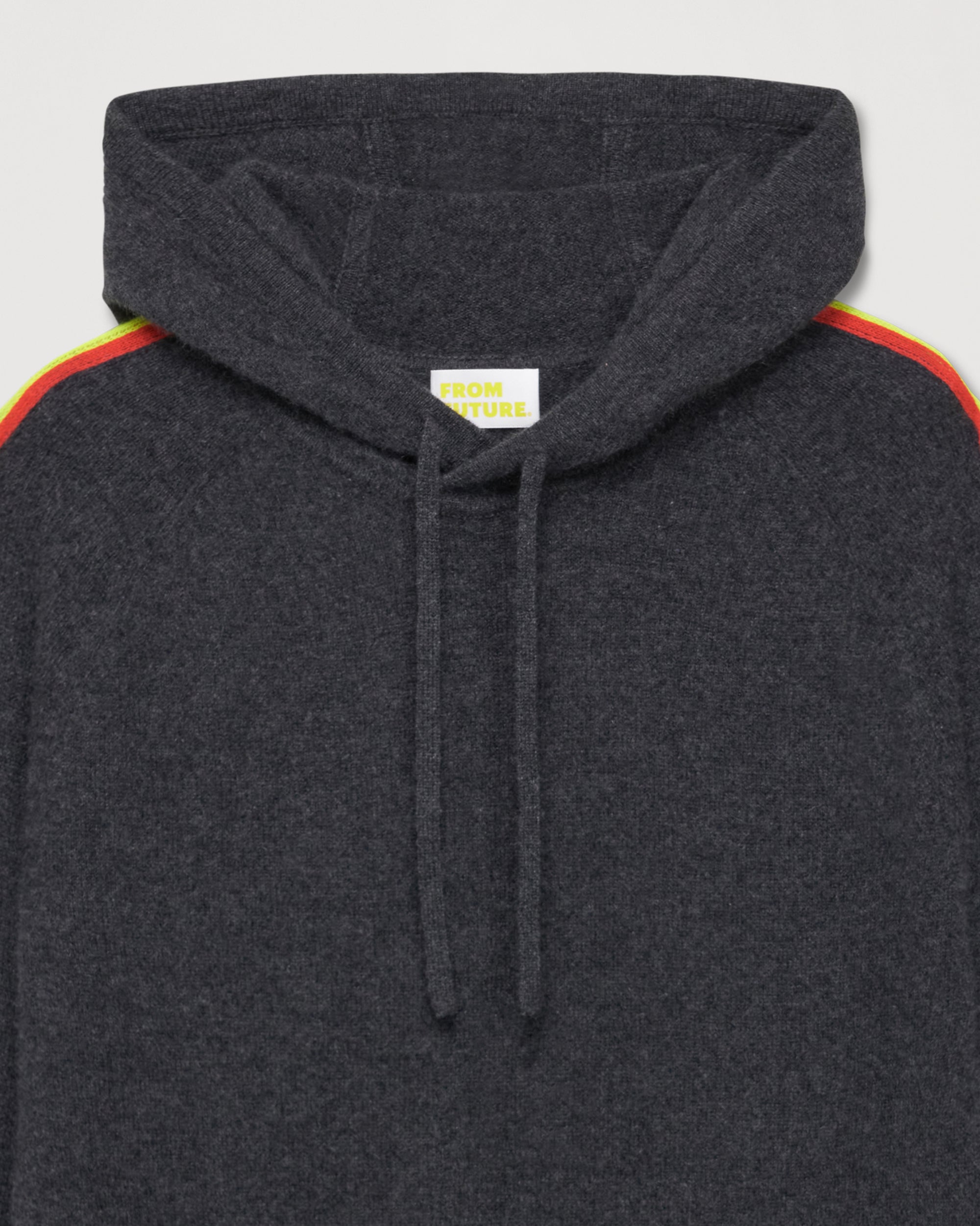 Hoodie à bande multicolore en cachemire - Anthracite