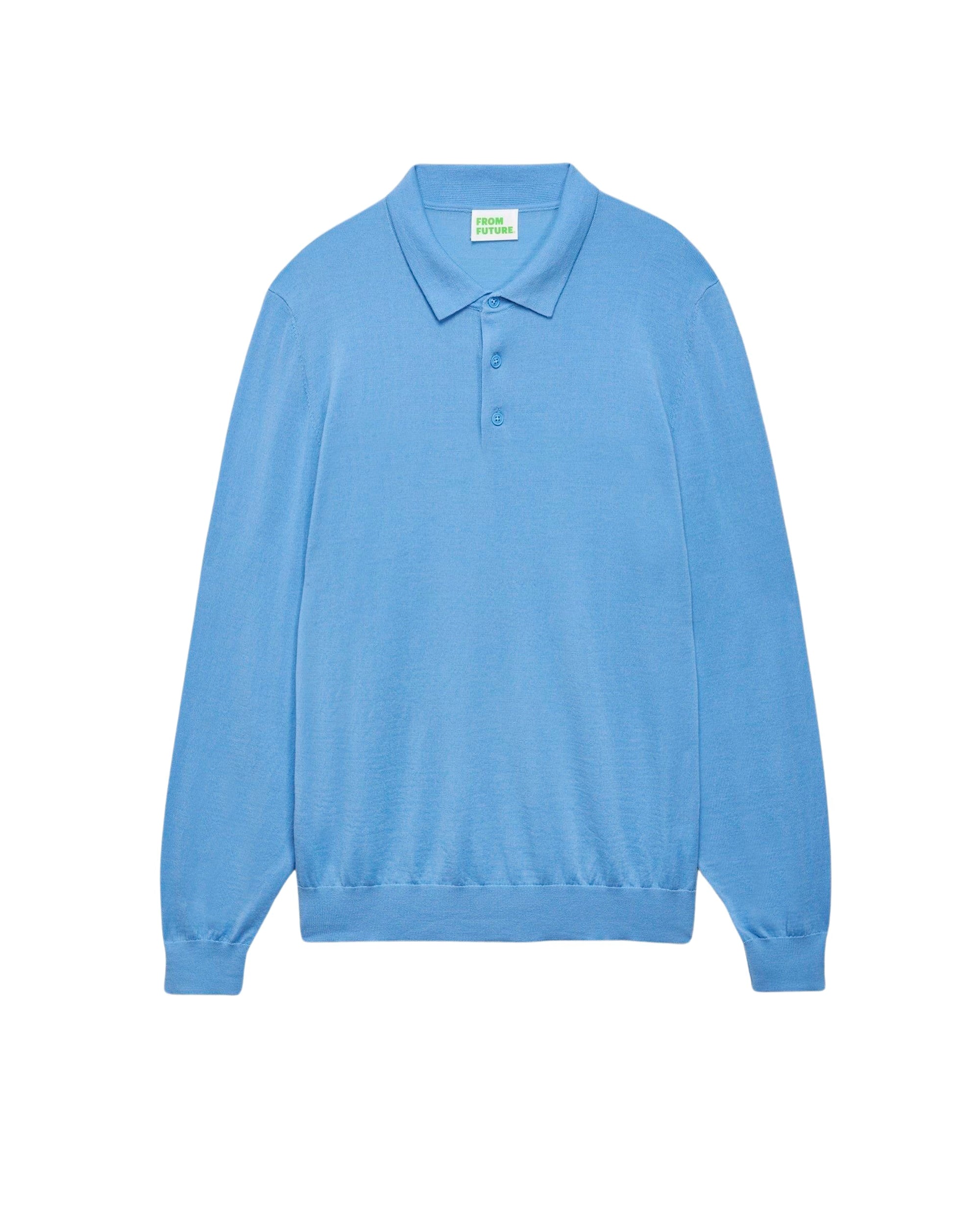 Pull polo en laine mérinos - Sunrise Blue