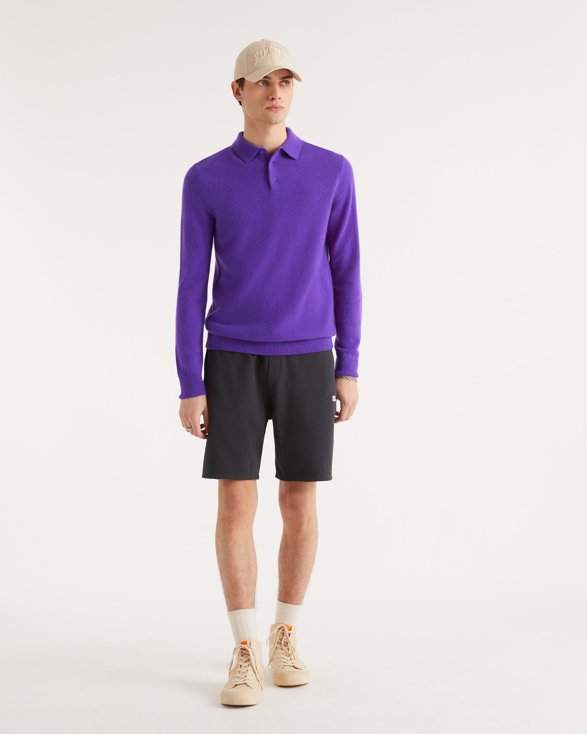Pull polo en cachemire - Heather Gray
