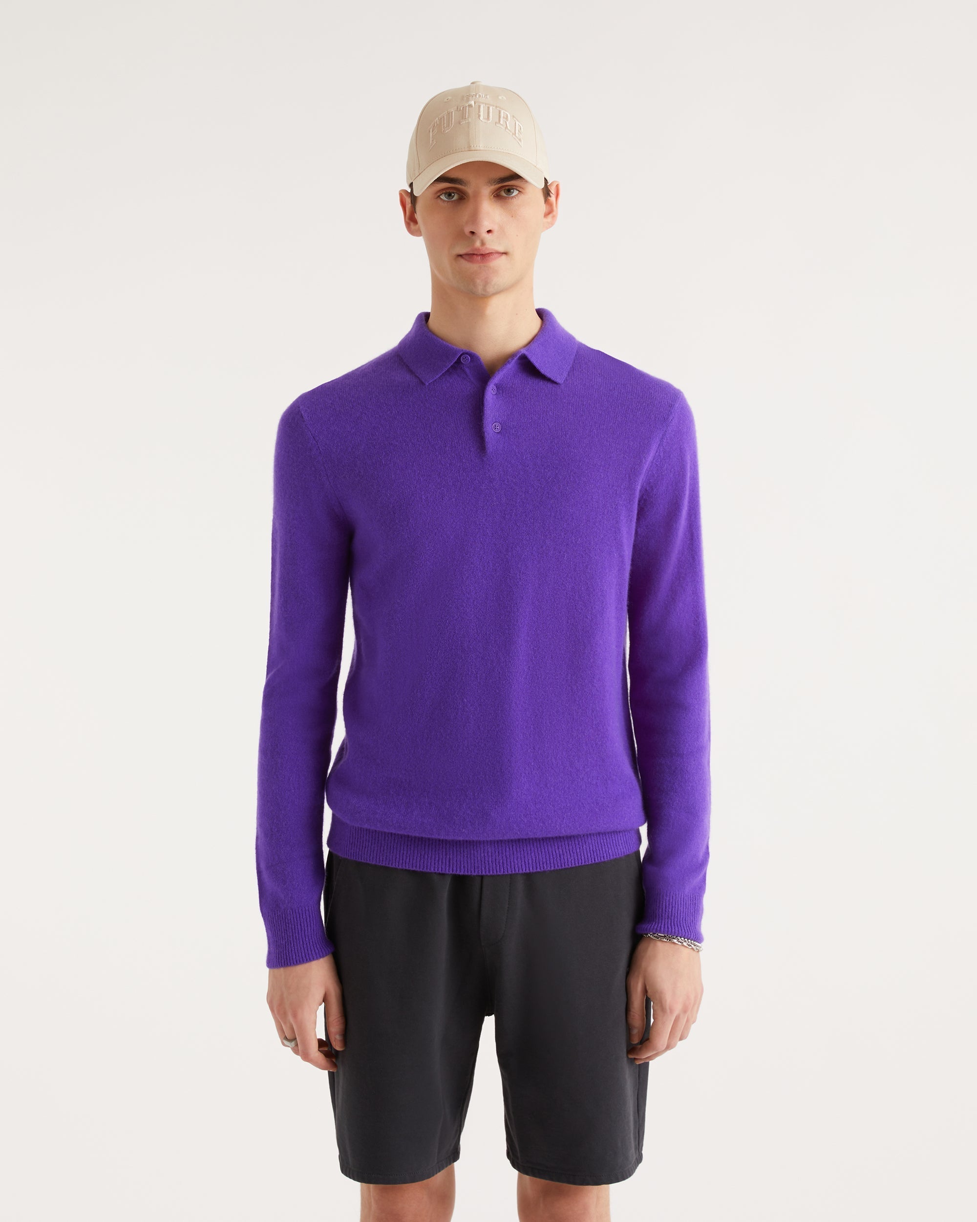 Pull polo en cachemire - Heather Gray