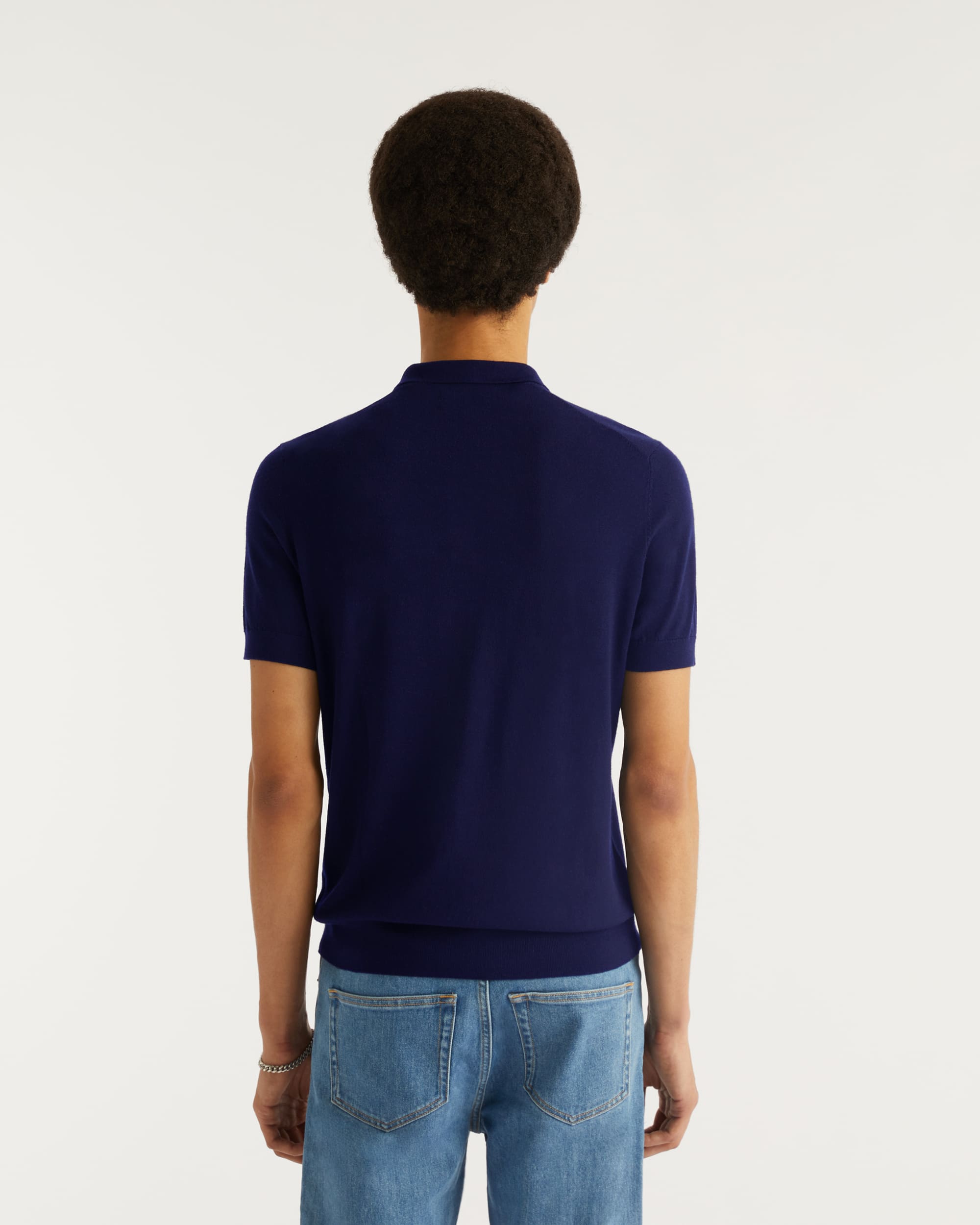 Polo classique en laine mérinos - Navy