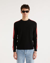 Pull à bande bicolore aux manches en cachemire - Black