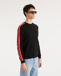 Pull à bande bicolore aux manches en cachemire - Black