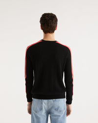 Pull à bande bicolore aux manches en cachemire - Black