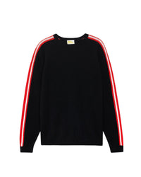 Pull à bande bicolore aux manches en cachemire - Black