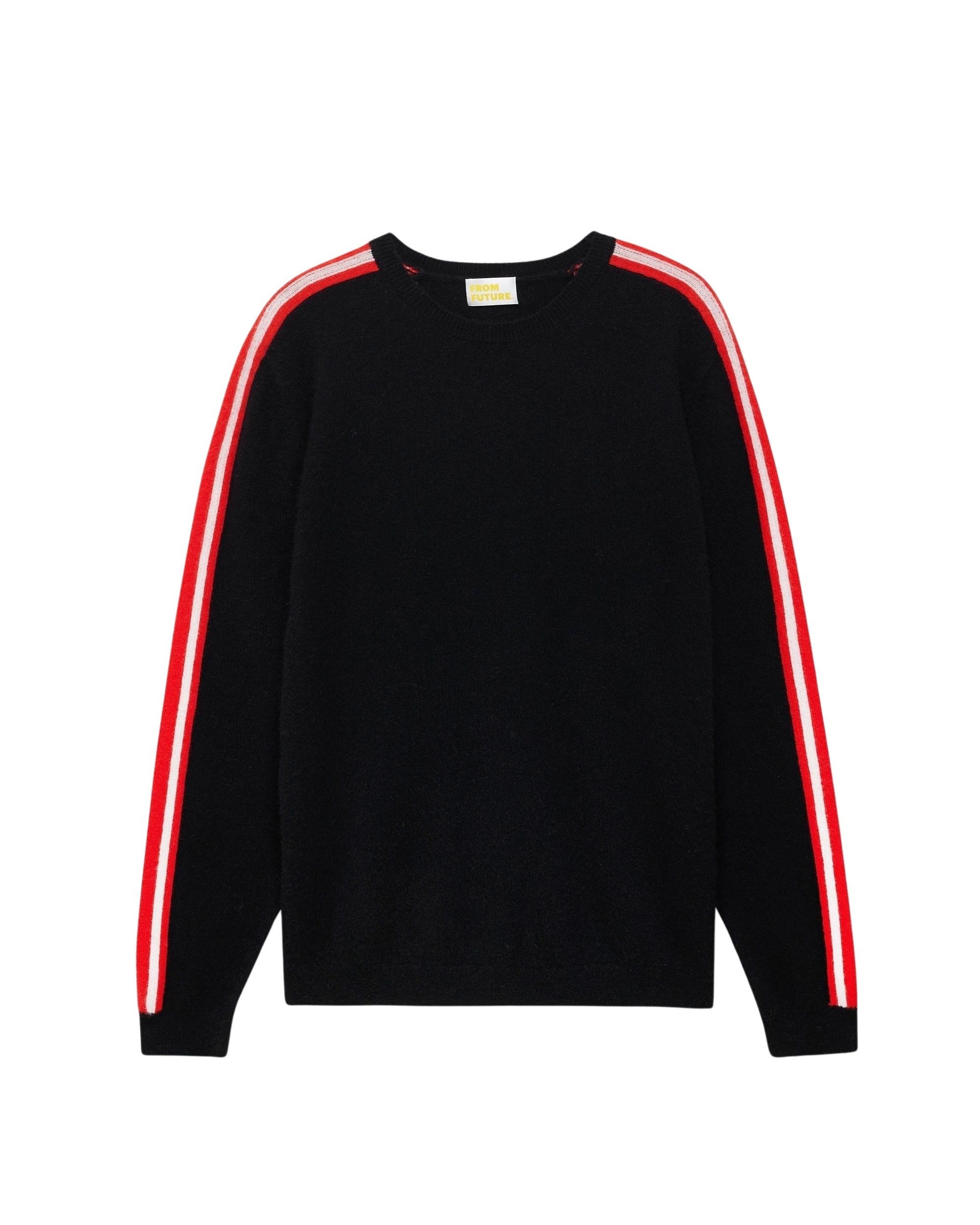 Pull à bande bicolore aux manches en cachemire - Black