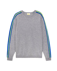 Pull à bande bicolore aux manches en cachemire - Dark Heather Gray