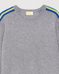 Pull à bande bicolore aux manches en cachemire - Dark Heather Gray