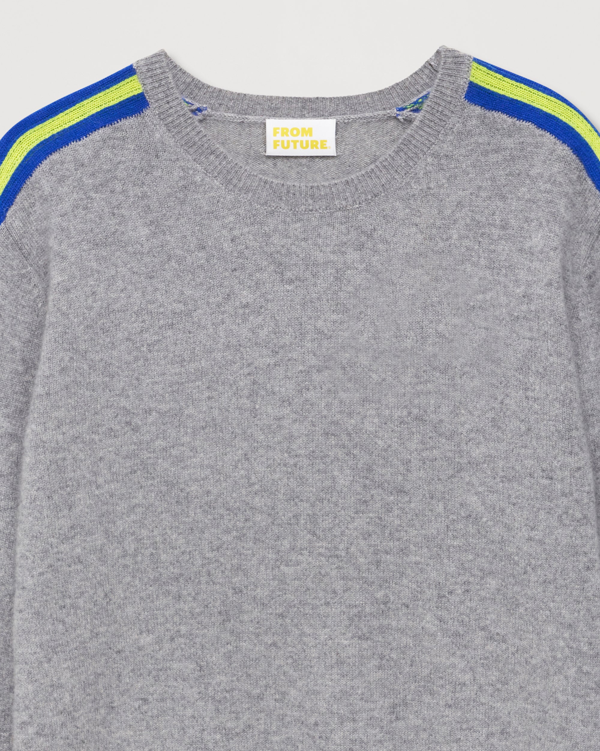 Pull à bande bicolore aux manches en cachemire - Dark Heather Gray