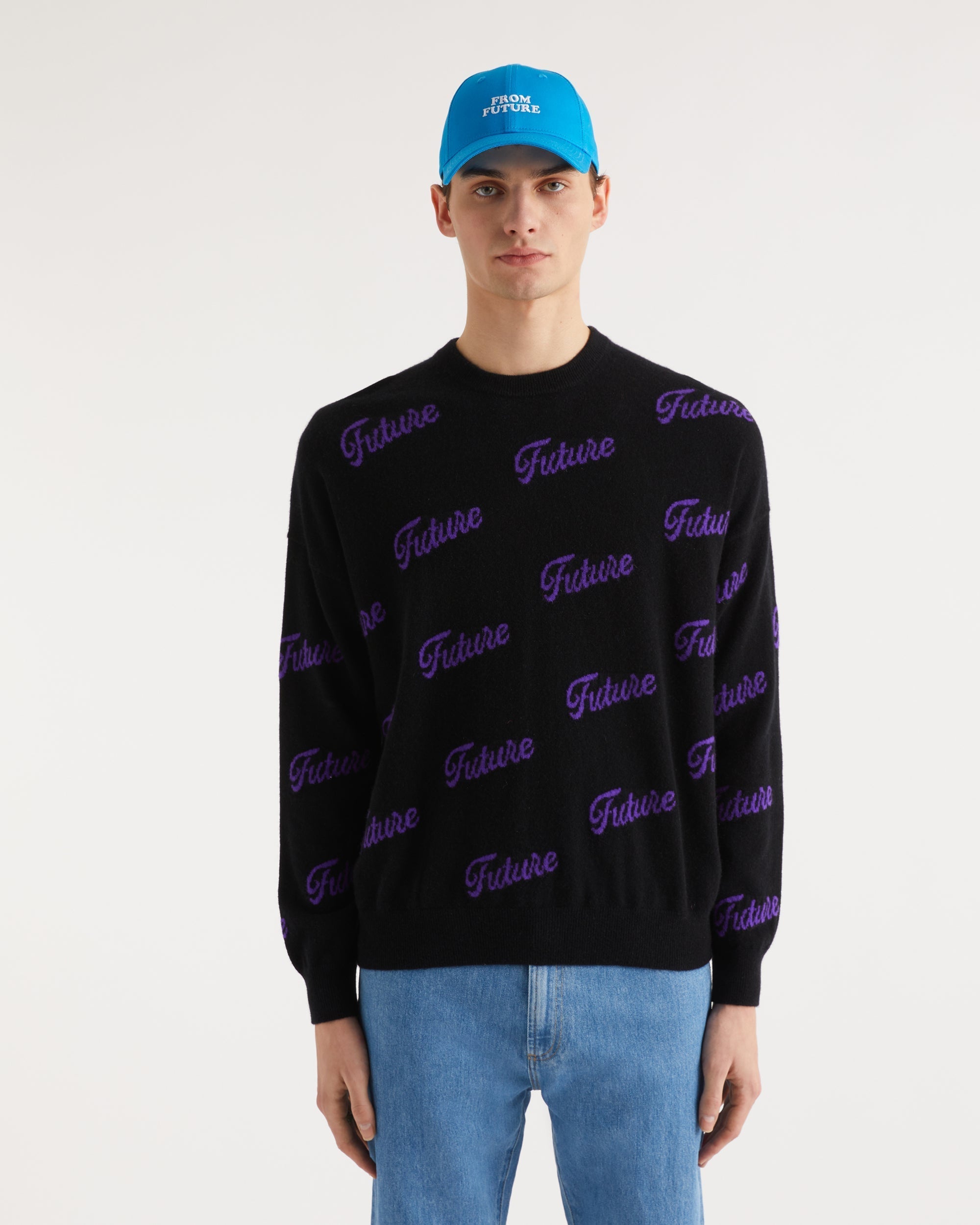 Pull oversize future all-over en cachemire - Black