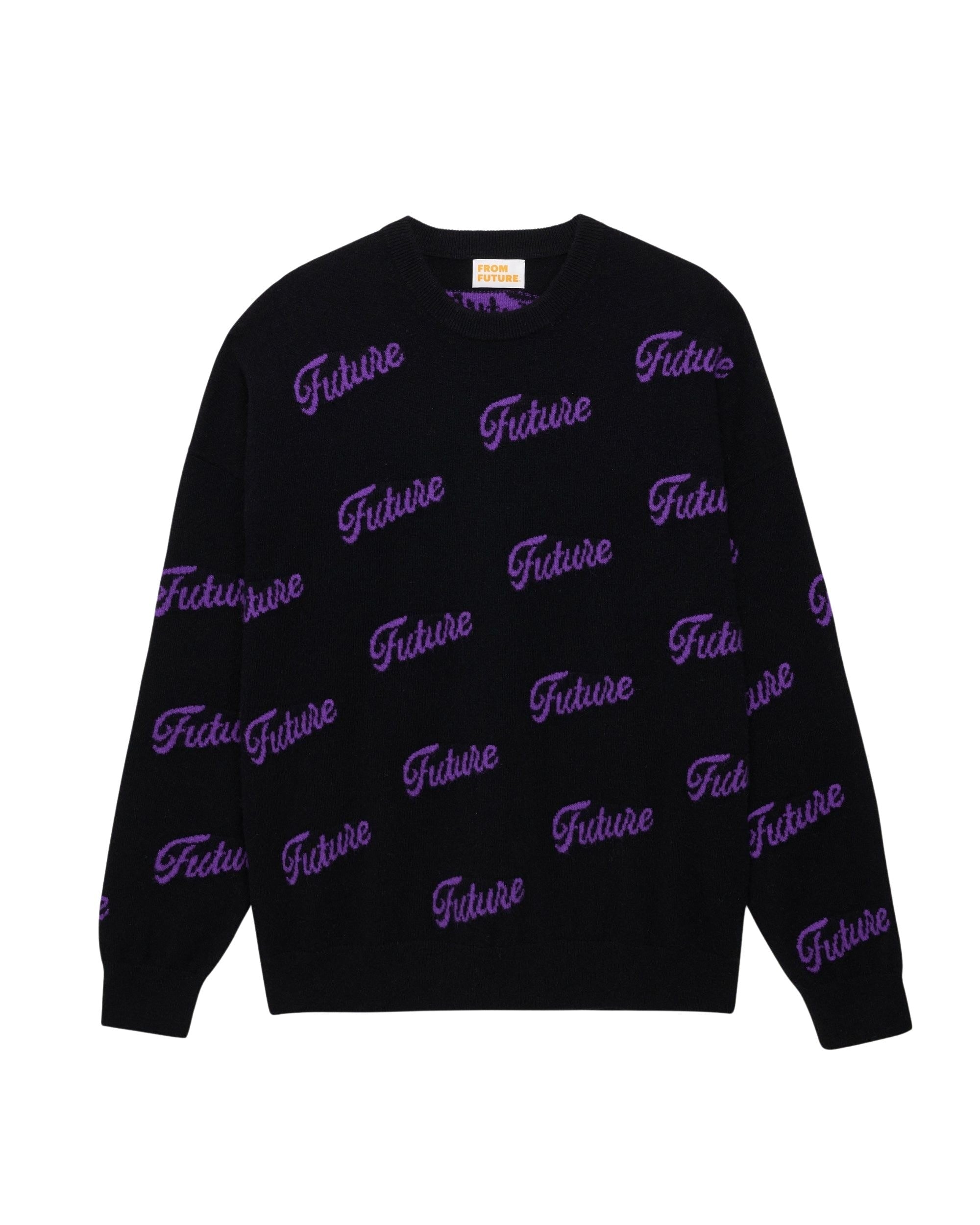 Pull oversize future all-over en cachemire - Black