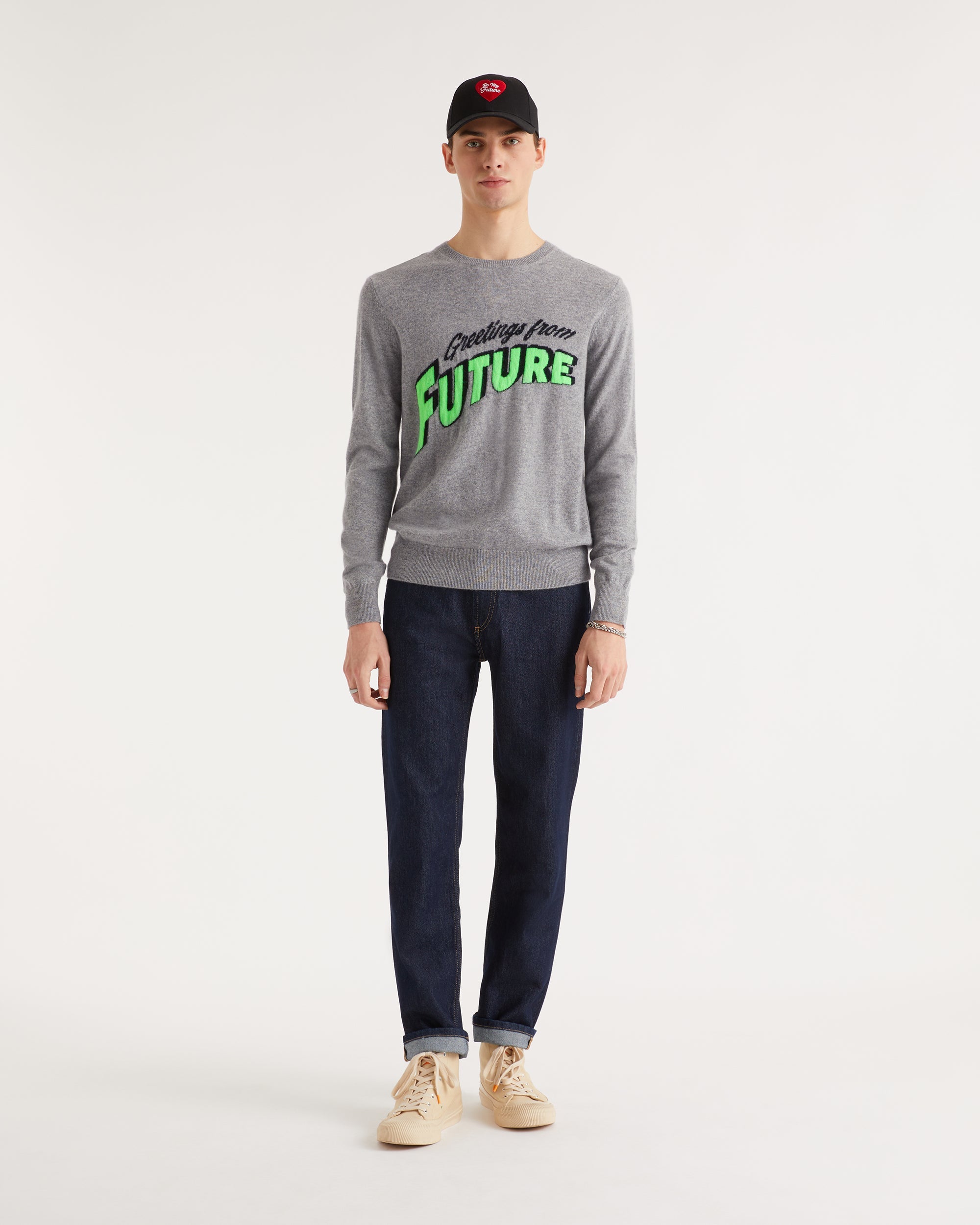 Pull Greetings from future en cachemire - Dark Heather Gray