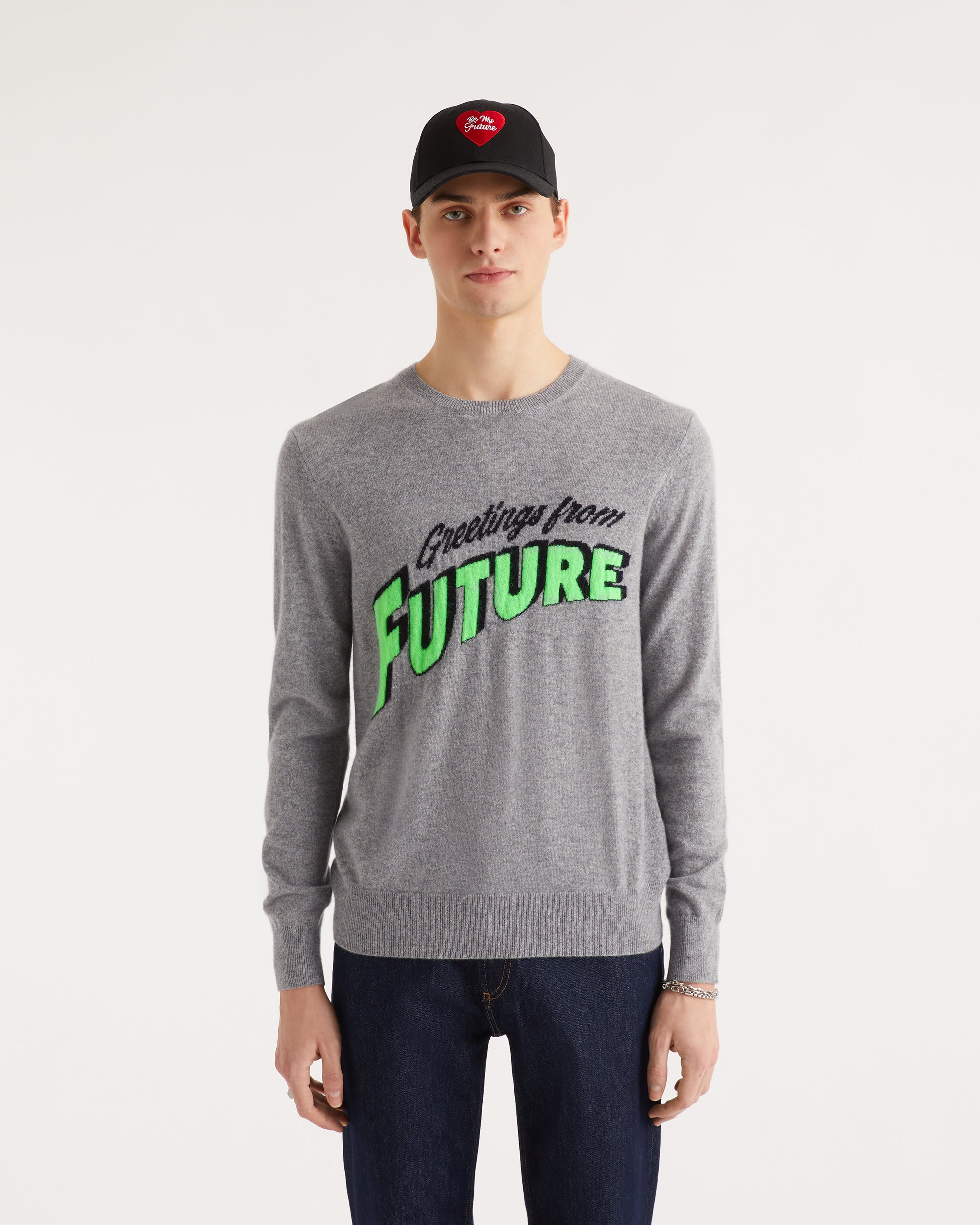Pull Greetings from future en cachemire - Dark Heather Gray