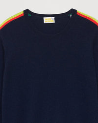 Pull regular à bande multicolore en cachemire - Navy