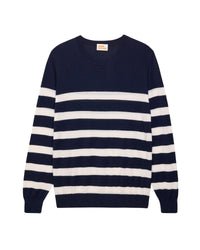 Pull à rayures en laine mérinos - Navy