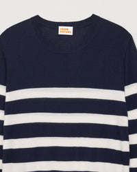 Pull à rayures en laine mérinos - Navy