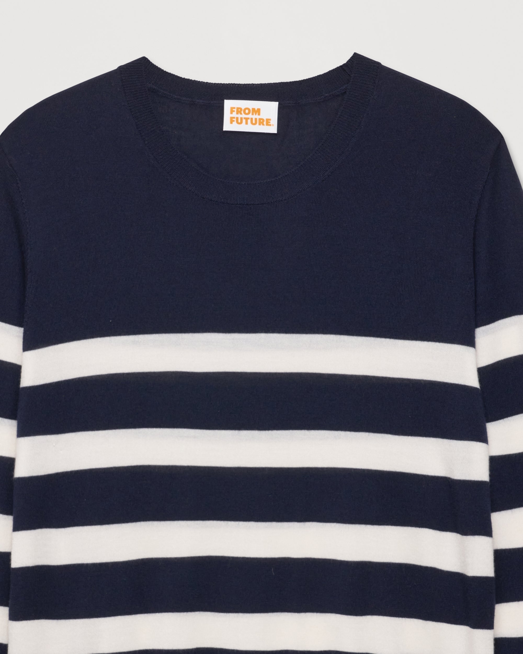 Pull à rayures en laine mérinos - Navy