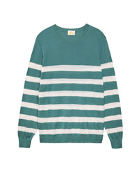 Pull à rayures en laine mérinos - Washed Green